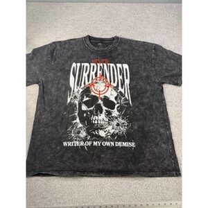 NovaMen Never Surrender Skull Graphic Tee Mineral Wash Black XXL 23015023